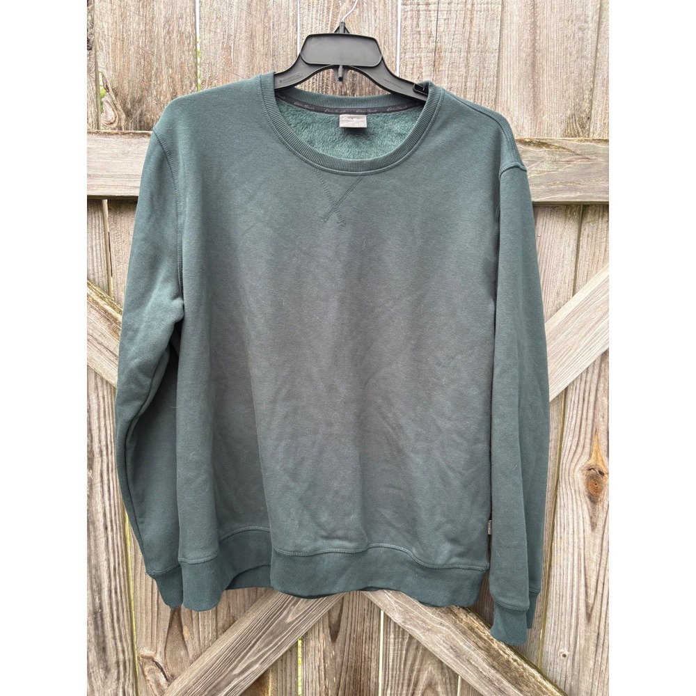 Eddie Bauer Mens XXL Forest Green Fleece Lined Crewneck Sweatshirt Pullover